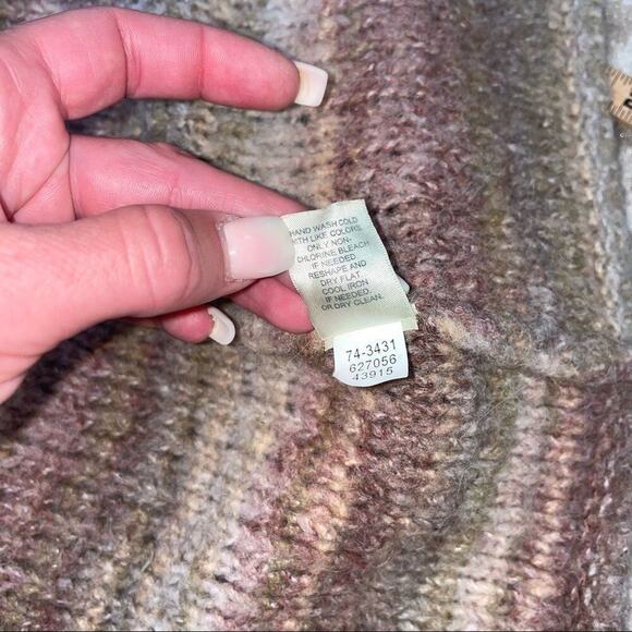 J. Jill Long Cardigan Sweater Wool Alpaca Knit Mauve Neutrals Striped SZ M soft - Picture 5 of 9